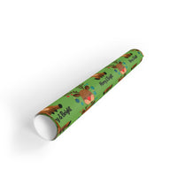 Christmas Lights Gift Wrap, Merry and Bright Reindeer Wrapping Paper, Adorable Holiday Gift Wrapping Paper, Festive Winter Season Wrap Roll
