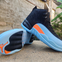 High Top Sneakers, Black Orange Colorway, Lace Up Design, Casual Gift for Sneaker Fans