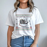 Humorous Christmas Holiday Possum Shirt, Overstimulated but Festive Possum T-Shirt, Retro Possum Graphic Tee, Animal Meme Lover Xmas Present