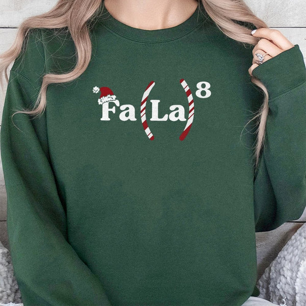 Math Formula Fa La La Sweatshirt, Math Teacher Christmas Sweatshirt, Humorous Teacher Xmas Crewneck, Adorable Math Student Sw