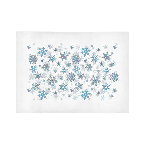 Winter Holiday Hallway Runner Rug, Blue Snowflake Runner Rug, Festive Christmas Floor Mat, Seasonal Area Rug, Winter Wonderla