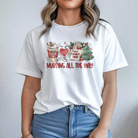 Nurse Christmas T-Shirt, Nursing All the Way Christmas Shirt, Registered Nurse Holiday Tee, RN Nursing Student Graphic T-Shirt