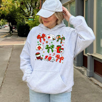 Stethoscope Xmas Sweatshirt, Coquette Bow Nurse Christmas Hoodie, Adorable RN Holiday Hooded Pullover, Healthcare Worker Present