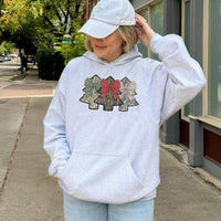 Coquette Bow Holiday Sweatshirt, Camo Christmas Tree Hoodie, Camouflage Tree Pullover, Outdoorsy Hunting Christmas Hooded Sweater for Women