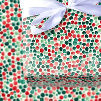 Festive Holiday Gift Wrap Paper, Watercolor Polka Dot Christmas Wrapping Paper, Winter Present Paper, Adorable Xmas Gift Wrap Roll