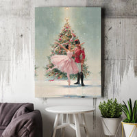 Ballerina and Soldier Tree Canvas Print, Nutcracker Ballet Canvas Art, Christmas Nutcracker Canvas Wall Art, Holiday Dance Canvas Decor