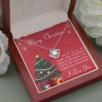 Holiday Message Pendant Necklace, Merry Christmas Love Knot Necklace, Romantic Partner Knot Necklace, 14k White Gold Jewelry, Xmas Present