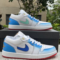 Low Top Sneakers, Blue White Colorway, Lace Up Design, Casual Gift for Sneaker Fans