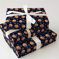 Sports Holiday Gift Wrap, Basketball Christmas Wrapping Paper, Watercolor Basketball Present Paper, Athlete Coach Christmas Gift Wrap Roll