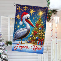 Joyeux Noel Cajun Holiday Flag, Louisiana Pelican Christmas Garden Flag, Double-Sided French Creole Flag, Louisiana State Pride Decor