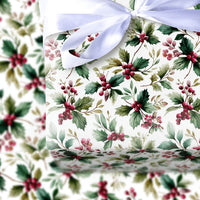 Traditional Christmas Wrapping Paper, Watercolor Holly Berries Wrapping Paper, Botanical Holiday Wrapping Paper, Winter Berry Gift Wrap