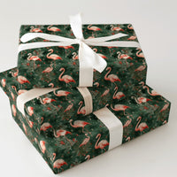 Snowy Pine Red Berry Gift Wrap, Pink Flamingo Christmas Wrapping Paper, Tropical Holiday Wrapping Paper, Coastal Winter Gift Wrap Roll