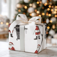 BBQ Santa Claus Gift Wrap, Kamado Santa Wrapping Paper, Grilling Santa Christmas Paper, Barbecue Present Wrap