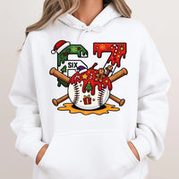 Santa Hat Baseball Player Hoodie, Number 67 Baseball Christmas Hoodie, Festive Holiday Sports Hoodie, Baseball Fan Hooded Sweatshirt Present