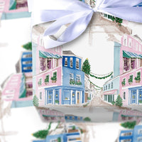 Snowy Winter Street Wrapping Paper, Watercolor Christmas Village Gift Wrap, Festive Village Scene Gift Wrapping Paper, Holiday Present Wrap