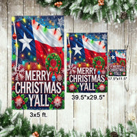 Southern Holiday Garden Flag, Merry Christmas Y'all Texas Garden Flag, Double-Sided Xmas Yard Flag, Lone Star State Decor Present