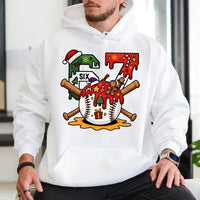 Santa Hat Baseball Player Hoodie, Number 67 Baseball Christmas Hoodie, Festive Holiday Sports Hoodie, Baseball Fan Hooded Sweatshirt Present