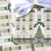 Pink Parisian Building Gift Wrap, Paris Christmas Wrapping Paper, French City House Wrapping Paper, Elegant Holiday Christmas Wrapping Paper