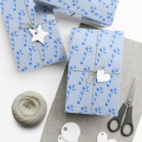 Christmas Candy Cane Gift Wrap, Blue Candy Cane Wrapping Paper, Blue Holiday Wrapping Paper, Candy Cane Paper Roll, Festive Present Wrap