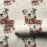 Plaid Scarf Puppy Gift Wrap, Dalmatian Dog Wrapping Paper, Watercolor Dog Wrapping Paper, Adorable Holiday Gift Wrap, Christmas Dog Lover Paper