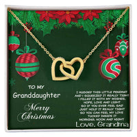 Cubic Zirconia Heart Pendant, Granddaughter Christmas Interlocking Hearts Necklace from Grandma, Surgical Steel Holiday Keepsake Jewelry