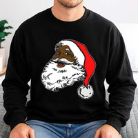 African American Christmas Sweatshirt, Black Santa Claus Sweatshirt, Black Santa Holiday Sweatshirt, Xmas Graphic Crewneck, Winter Pullover