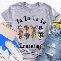 Festive School Holiday Shirt, Christmas Pencil Learning T-Shirt, Adorable Christmas Teacher Graphic Tee, Classroom Winter Shirt