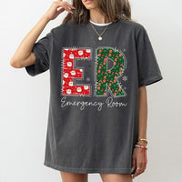 Festive Medical Staff Holiday Graphic Tee, ER Emergency Room Christmas T-Shirt, ER Nurse Doctor Xmas Shirt, Hospital Crew Gameday Tee