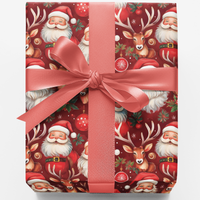 Holiday Hoopla Gift Wrap, Santa and Reindeer Wrapping Paper, Adorable Christmas Wrapping Paper, Santa Gift Wrap Roll, Festive Xmas Present Wrap