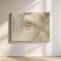 Snowy Forest Canvas Print, Vintage Santa Claus Wall Art, Rustic Santa Canvas, Christmas Wall Decor, Holiday Season Canvas Art Present