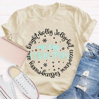 Merry and Bright Snow Falling Tee, Holly Jolly Hot Cocoa Shirt, Adorable Christmas Graphic T-Shirt, Comfy Winter Holiday Shirt, Xmas Present Tee