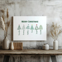 Custom Holiday Wall Art Decor, Personalized Family Name Christmas Tree Canvas, Winter Pine Tree Canvas Print, Xmas Present for Family