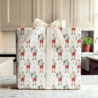 Humorous Sports Christmas Gift Wrap, Pickleball Santa Wrapping Paper, Santa Pickleball Player Wrapping Paper, Holiday Gift Wrapping Paper