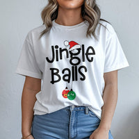 Dirty Naughty Humor Graphic T-Shirt, Jingle Balls Humorous Christmas T-Shirt, Adult Gag Present Tee, Sarcastic Holiday Party T-Shirt, Xmas Humor