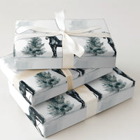 Watercolor Winter Horse Gift Wrap, Friesian Horse Christmas Wrapping Paper, Equestrian Holiday Wrapping Paper, Black Horse Wrapping Paper