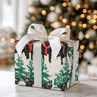 Red Scarf Dog Holiday Gift Wrap, Black Labrador Wrapping Paper, Snowy Winter Christmas Wrapping Paper, Dog Lover Wrapping Paper Roll