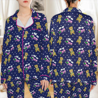 Holiday Bear Pajama Set, Teddy Bear Train Christmas Pajamas, Festive Xmas Sleepwear, Adorable Winter Pajamas, Comfy Loungewear Present for Her