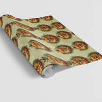 Festive Dog Gift Wrap Paper, Pomeranian Christmas Wrapping Paper, Holiday Pet Wreath Wrapping Paper, Adorable Puppy Gift Wrap Roll, Xmas Paper