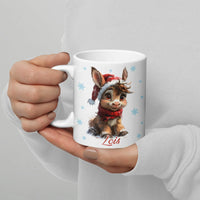 Adorable Baby Donkey Santa Hat Mug, Personalized Christmas Donkey Ceramic Mug, Holiday Animal Coffee Mug, Winter Festive Drinkware Present