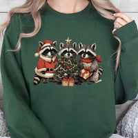 Festive Woodland Animal Holiday Sweater, Adorable Raccoon Christmas Sweatshirt, Comfy Trash Panda Xmas Pullover, Retro Winter Nature Crewneck