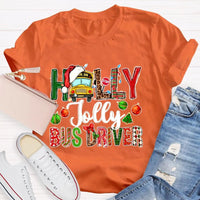 Festive Christmas Graphic Tee, Holly Jolly Bus Driver Shirt, Adorable School Bus Driver T-Shirt, Holiday Season Driver Shirt, Christmas Present