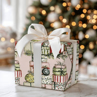 Watercolor Stacked Presents Gift Wrap, Christmas Wrapping Paper, Ornaments Holiday Gift Wrap Sheets, Festive Present Wrapping Paper