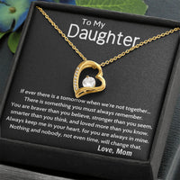 Forever Love Heart Pendant, To My Daughter Necklace, Cubic Zirconia Heart Jewelry, 14k Gold Finish Charm, Daughter Christmas Present from Mom
