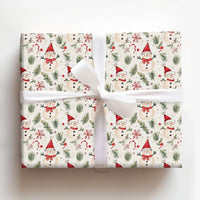 Adorable Holiday Snowmen Gift Wrap, Watercolor Snowman Wrapping Paper, Candy Cane Winter Wrapping Paper, Festive Christmas Present Paper Roll