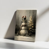 Comfy Winter Wonderland Print, Winter Cardinal Snowman Canvas Wall Art, Christmas Holiday Home Decor, Digital Download Present