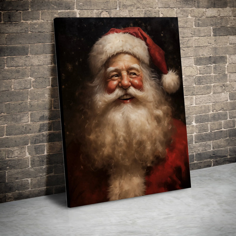 Classic Santa Portrait Canvas Print, Vintage Santa Claus Canvas Art, Christmas Wall Decor, Holiday Canvas Art, Festive Xmas Home Decor Present