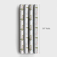 Watercolor Town Square Gift Wrap, Ice Skating Winter Village Wrapping Paper, Festive Christmas Wrapping Paper, Holiday Season Gift Wrap Roll