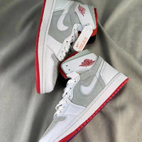 High Top Sneakers, Gray White Colorway, Lace Up Design, Casual Gift for Sneaker Fans
