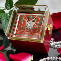 Christmas CZ Crystal Love Knot Pendant, Soulmate Love Knot Necklace, Romantic Wife Knot Necklace, Rotating Rose Box Love Knot Jewelry Present