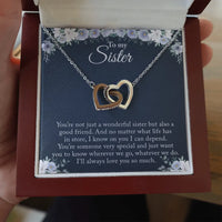 Polished Surgical Steel Sister Pendant, Sister Interlocking Hearts Necklace, Meaningful Sister Jewelry, Birthday Christmas Present for Her